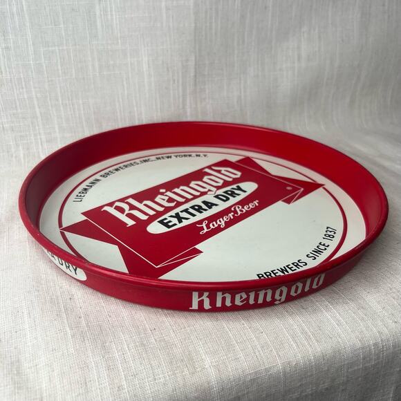 Vintage Liebman Rheingold Extra Dry Litho Tin Metal Beer Tray Advertising - Picture 4 of 10